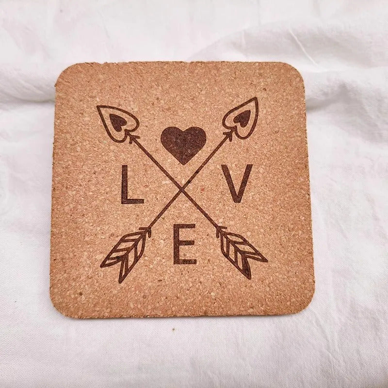 10pcs Custom Natural Cork Coffe Coaster with Name ,Vintage Heat-Resistant Cup Mats for Gift , Office, Wedding