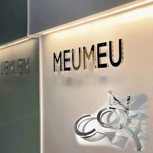 Custom 3D Silver Face Letters for Wall Outside, Acrylic Desk Advertising Signs for New Shop Decoration