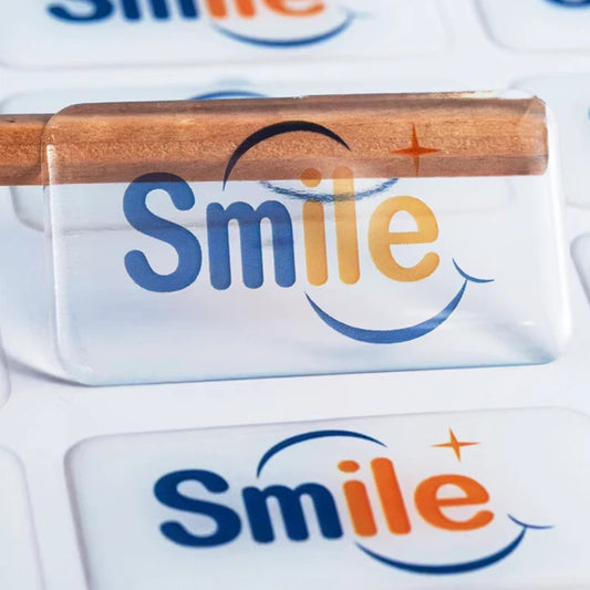 50pcs Customized 3D Transparent Crystal Stickers, Gloss Waterproof Adhesive Stickers, Personal Logo Labels