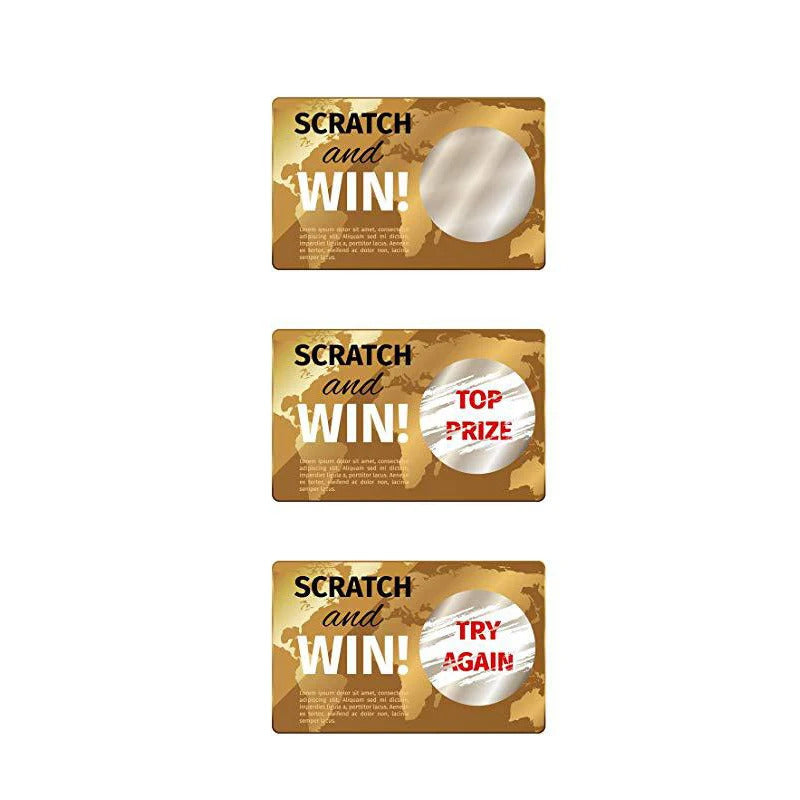 Round Silver Scratch Off Stickers, Self Adhesive Labels for Lottery Tickets DIY, Raffle Ticket Games Creating (Gold)