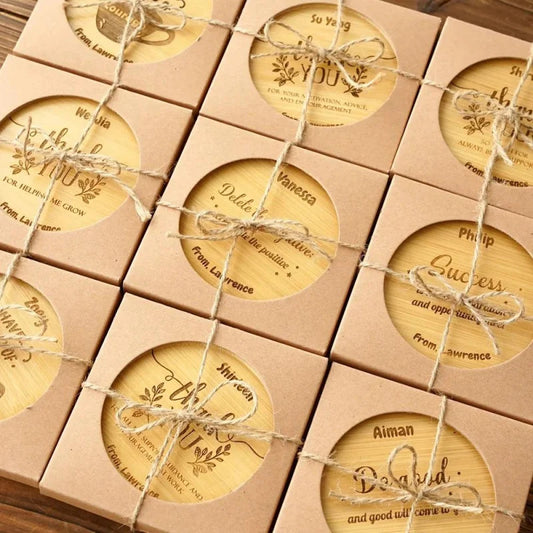 10pcs Personalized Name Coasters, Custom Engraved Name, Cup Mats Holiday Gifts, Wedding Favors