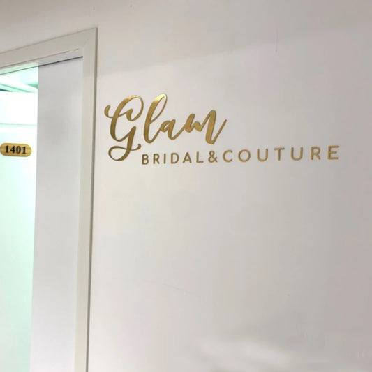 Custom Name 3D Gold Face Letters,  Acrylic Advertising Silver Logo for Wall and Door Signs