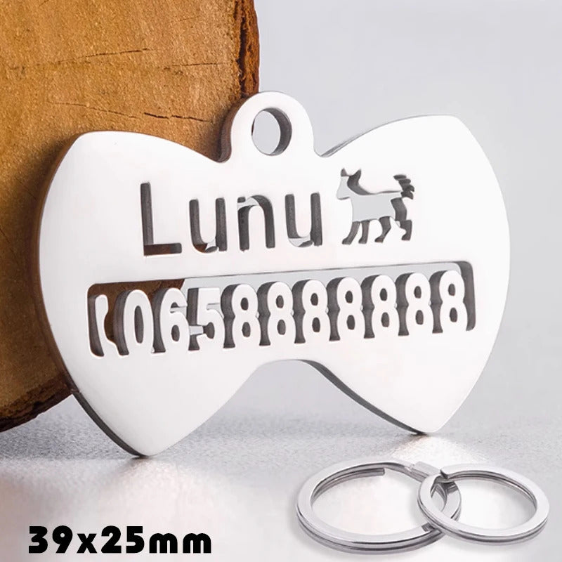 Personalized Pet ID Tag, Stainless Steel Cat Dog Collar Pendant Engraved Name and Phone Number Anti-lost Products Custom