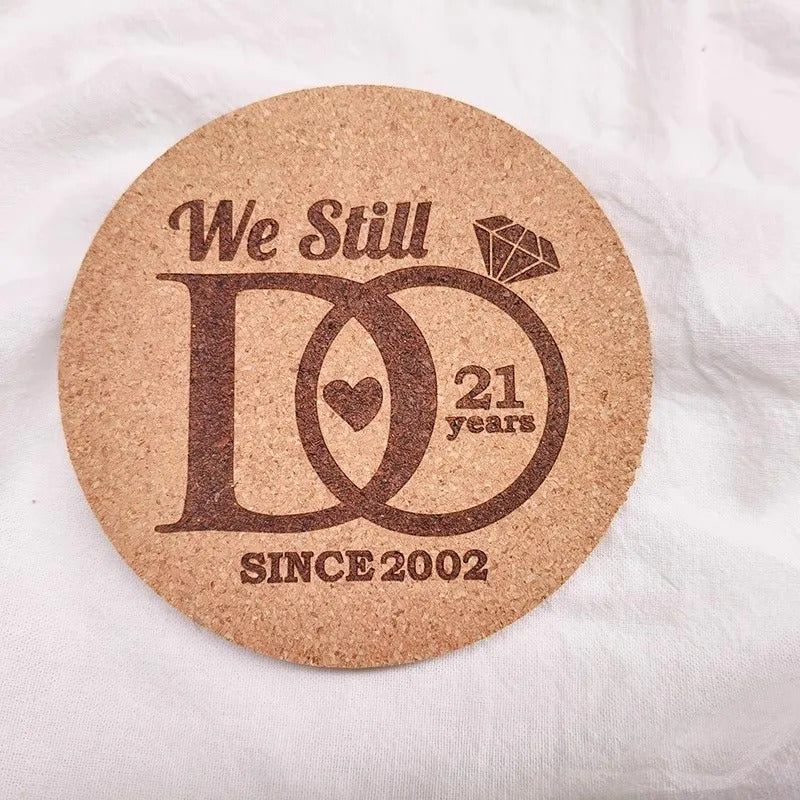 10pcs Custom Natural Cork Coffe Coaster with Name ,Vintage Heat-Resistant Cup Mats for Gift , Office, Wedding