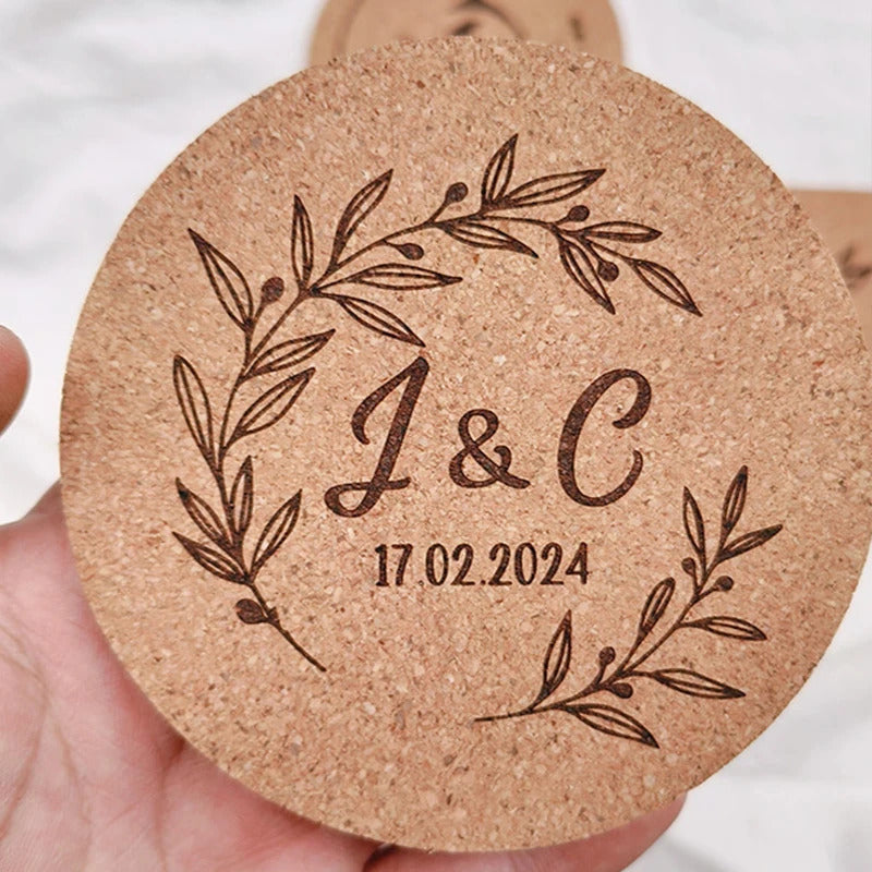 10pcs Custom Natural Cork Coffe Coaster with Name ,Vintage Heat-Resistant Cup Mats for Gift , Office, Wedding