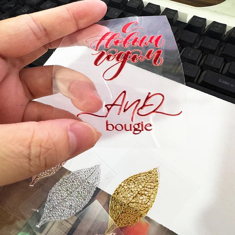 50pcs Custom Rose Gold Transfer Sticker, Self-adhesive Label On Bottles, Paper Bag, Kraft Paper and Leather Face