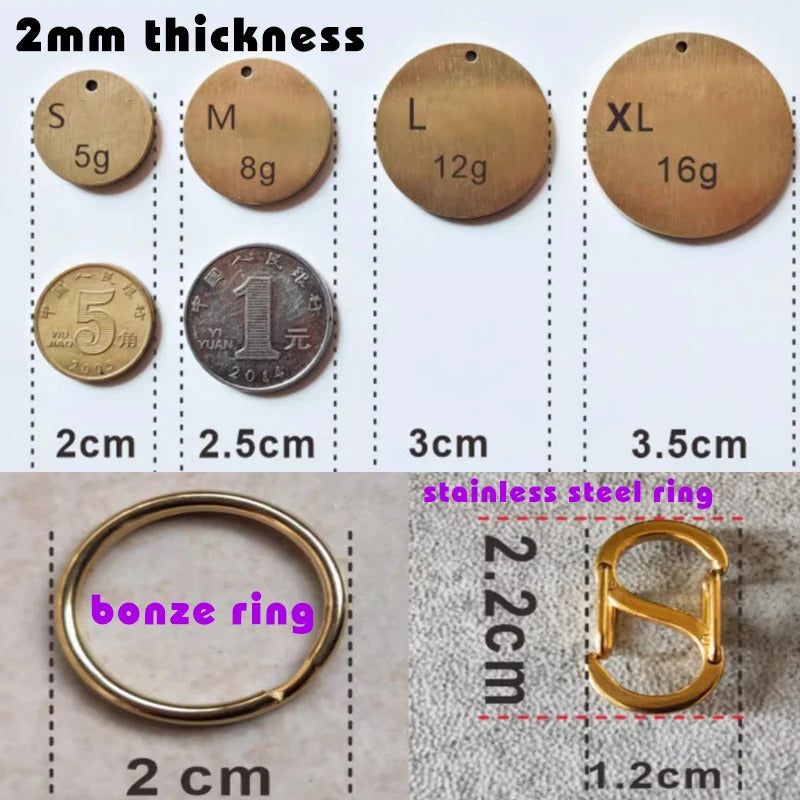 Custom Anti-lost Dog ID Tag with Photos Deep Carving Round Cooper Pet Nameplate Engraved Necklace Chain Charm