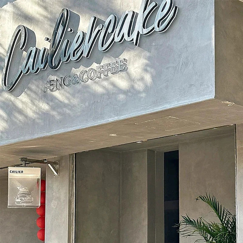 Custom Golden Acrylic Signage for Wall Outside, Store Advertising Letter Signs for New Shop Outside