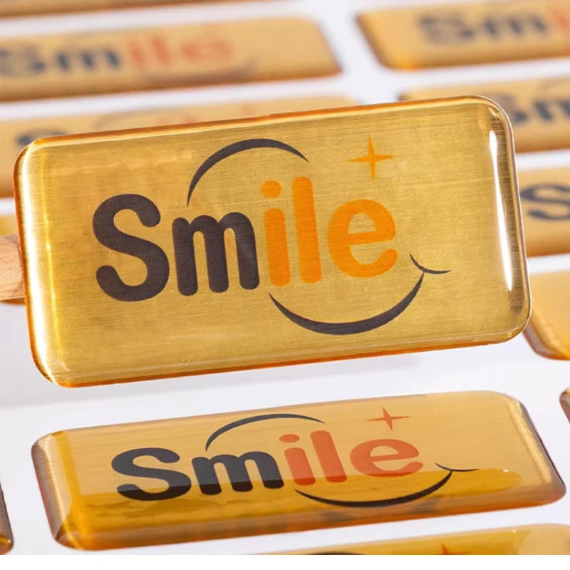 50pcs Customized 3D Transparent Crystal Stickers, Gloss Waterproof Adhesive Stickers, Personal Logo Labels