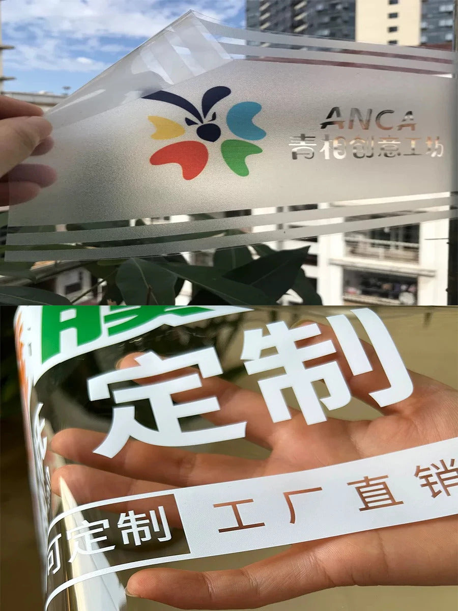 Custom Window Stickers, Big Transparent Vinyle Film on Shop Glasses,Company Label on Meeting Room