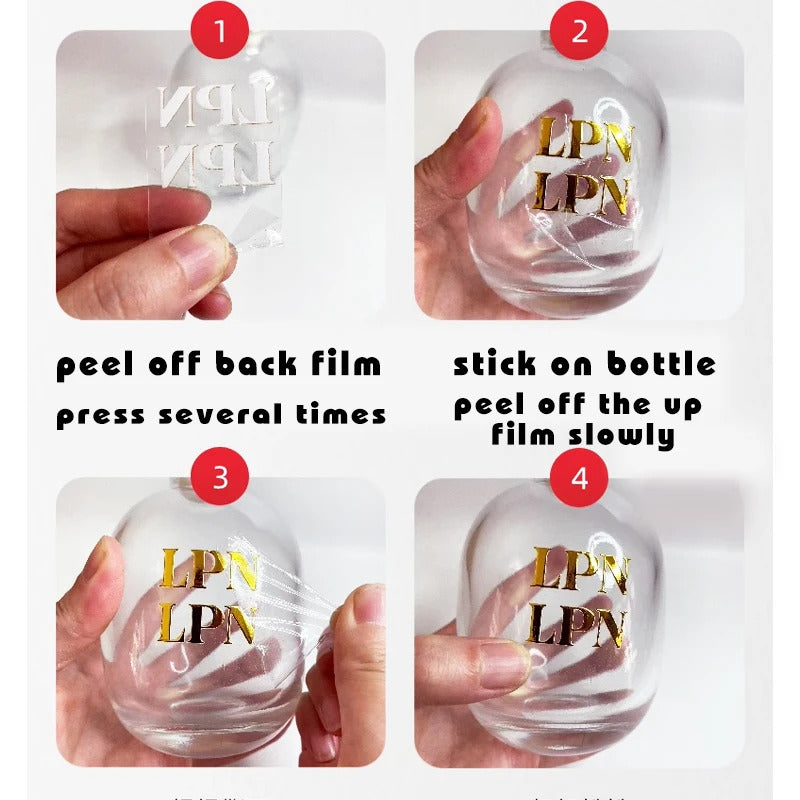 50pcs Custom Rose Gold Transfer Sticker, Self-adhesive Label On Bottles, Paper Bag, Kraft Paper and Leather Face