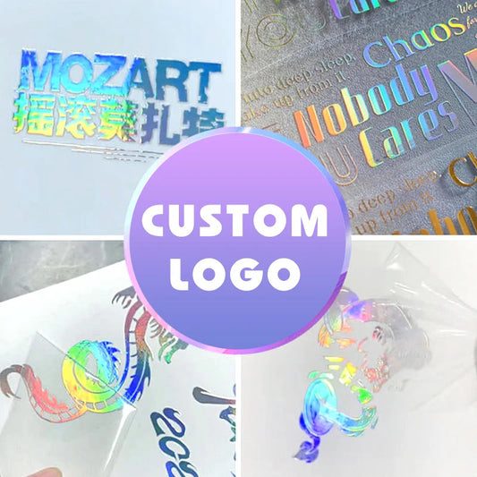 Custom Laser Transfer Sticker, Personal Logo Holographic Self-adhesive Label on bottles Tubes, Metal Material
