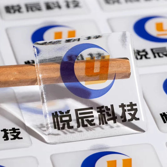 50pcs Customized 3D Transparent Crystal Stickers, Gloss Waterproof Adhesive Stickers, Personal Logo Labels