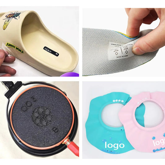 Shoes Trasfer Sticker with Personal Logo Customize, Natural Looking on Fabric Bag PU leather, Notebook ,on Sponge Material