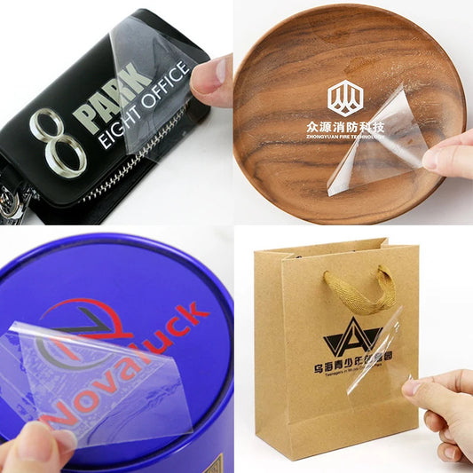 50pcs Custom UV Print Transfer Sticker, Personal Logo print, Crystal Self-adhesive Label On Bottles Packing Bag Box