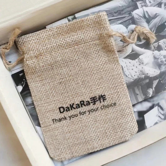 50pcs Small Jute Bags with Personalized Name Gift Bags, Kraft Fabric Bag, Party Favor burlap Bags with Drawstring