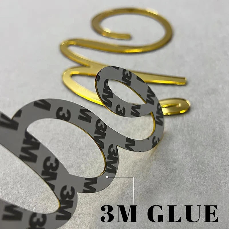 Custom Name 3D Gold Face Letters,  Acrylic Advertising Silver Logo for Wall and Door Signs