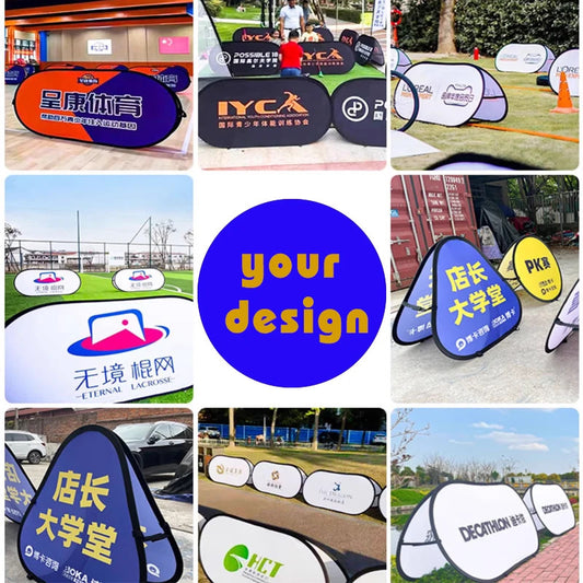 Custom Outdoor Folding Floor Signs for Sport Competition Fence Advertising with Company Logo Exhibition Display Stand