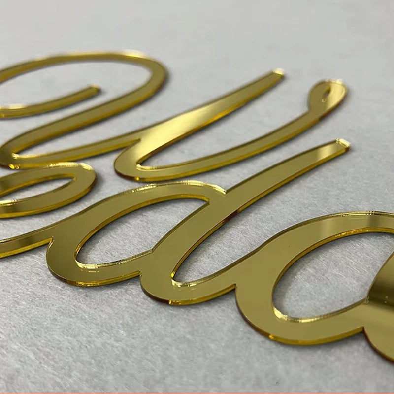 Custom Name 3D Gold Face Letters,  Acrylic Advertising Silver Logo for Wall and Door Signs