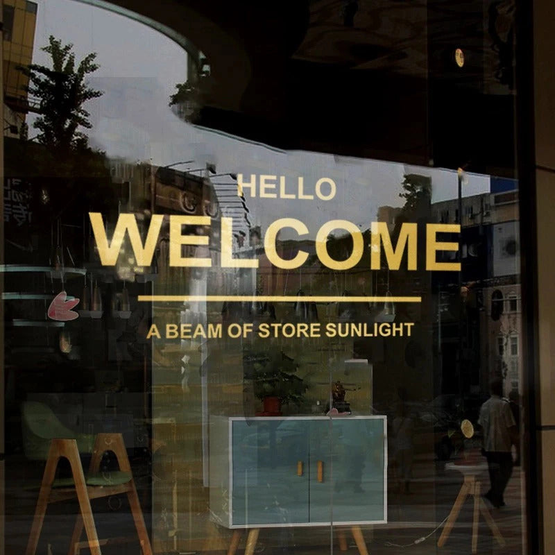 Custom Vinyle White Transfer Stickers for Shop Windows Glasses Doors Decor Personal Gold Named Labels