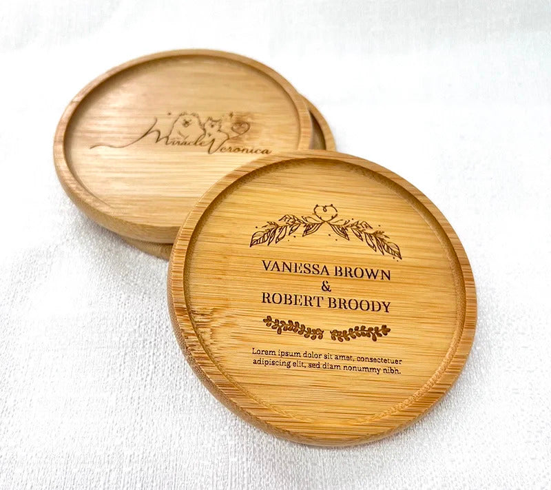 10 posavasos personalizados con nombre grabado, posavasos para regalos navideños y recuerdos de boda. 