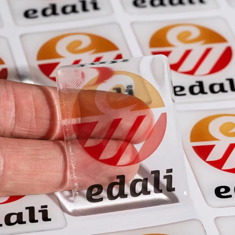 50pcs Customized 3D Transparent Crystal Stickers, Gloss Waterproof Adhesive Stickers, Personal Logo Labels