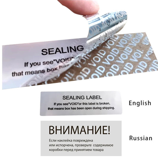 200pcs Silver Security Warranty Void Stickers Tamper Proof Evident Sealing Label for Package