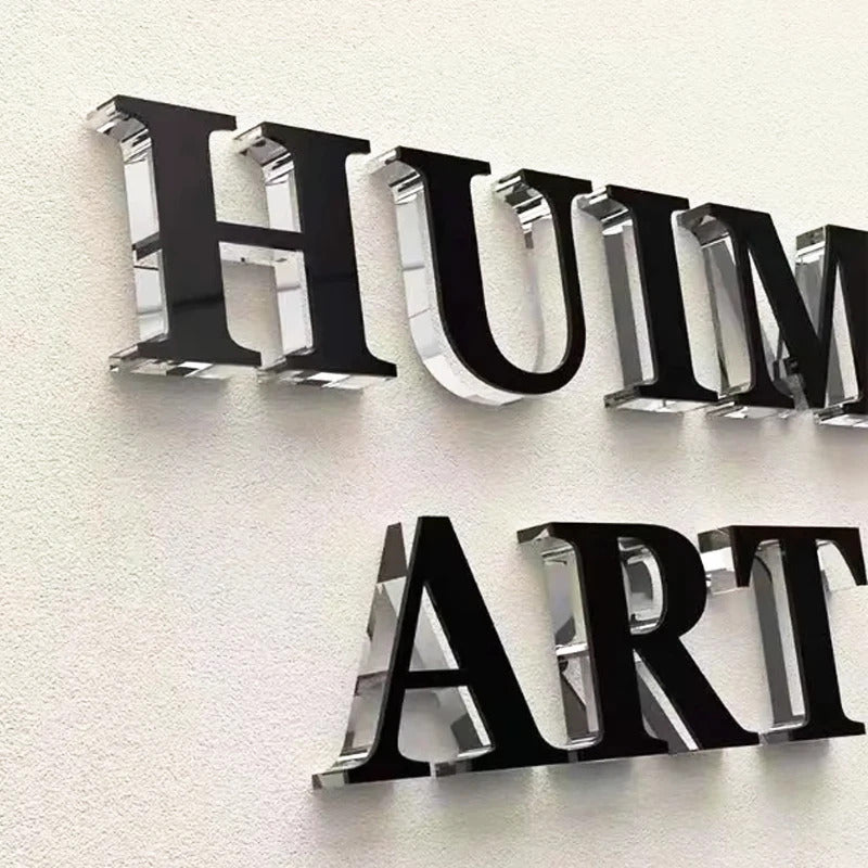 Custom Golden Acrylic Signage for Wall Outside, Store Advertising Letter Signs for New Shop Outside