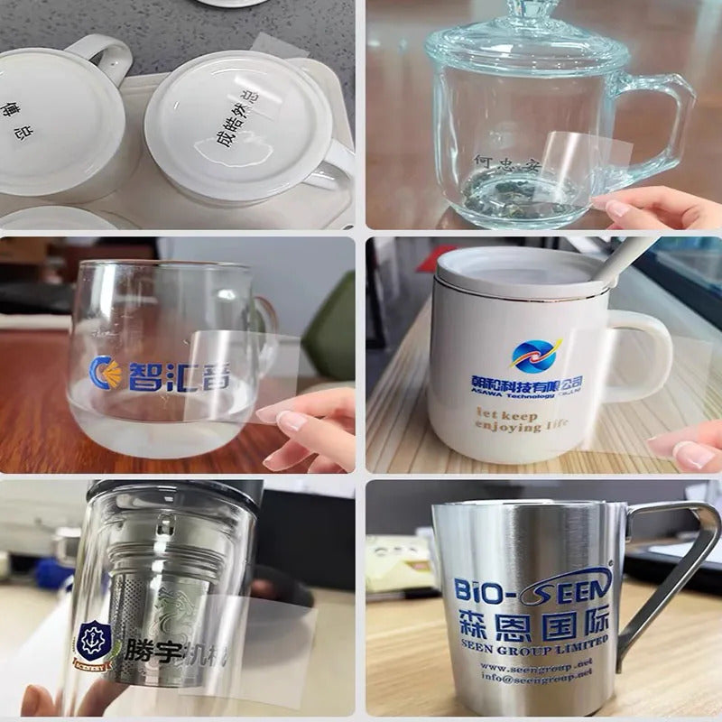 50pcs Custom Name Transfer Sticker for Mug Glasses Bottle Sticker with Logo Print Company Design
