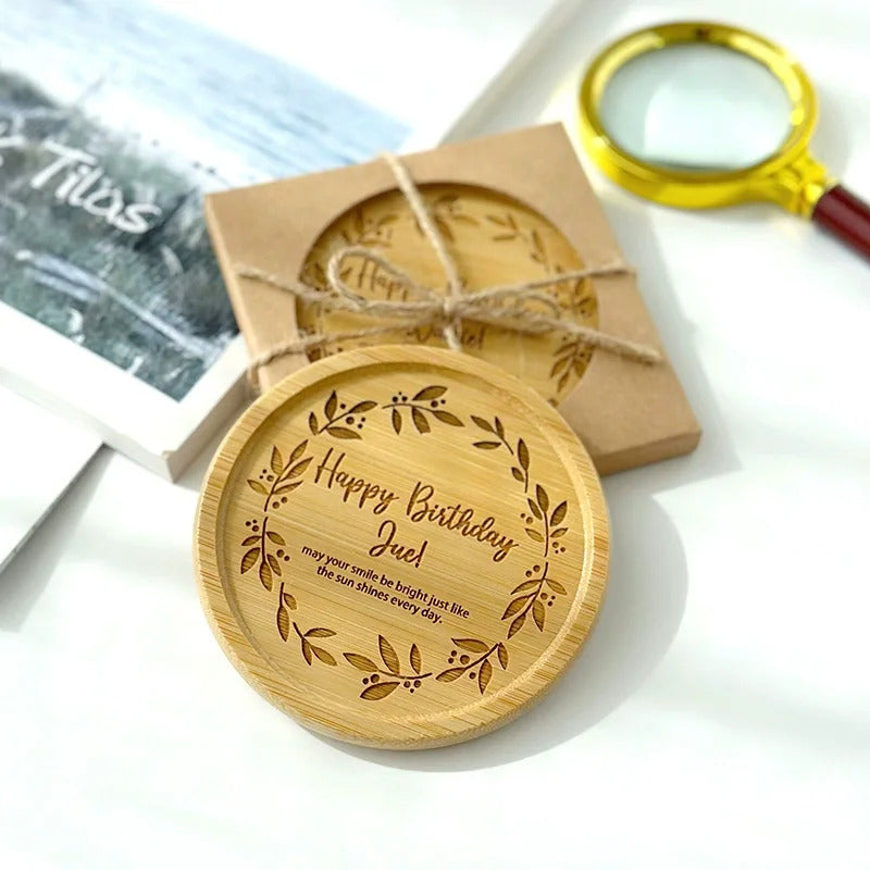 10 posavasos personalizados con nombre grabado, posavasos para regalos navideños y recuerdos de boda. 