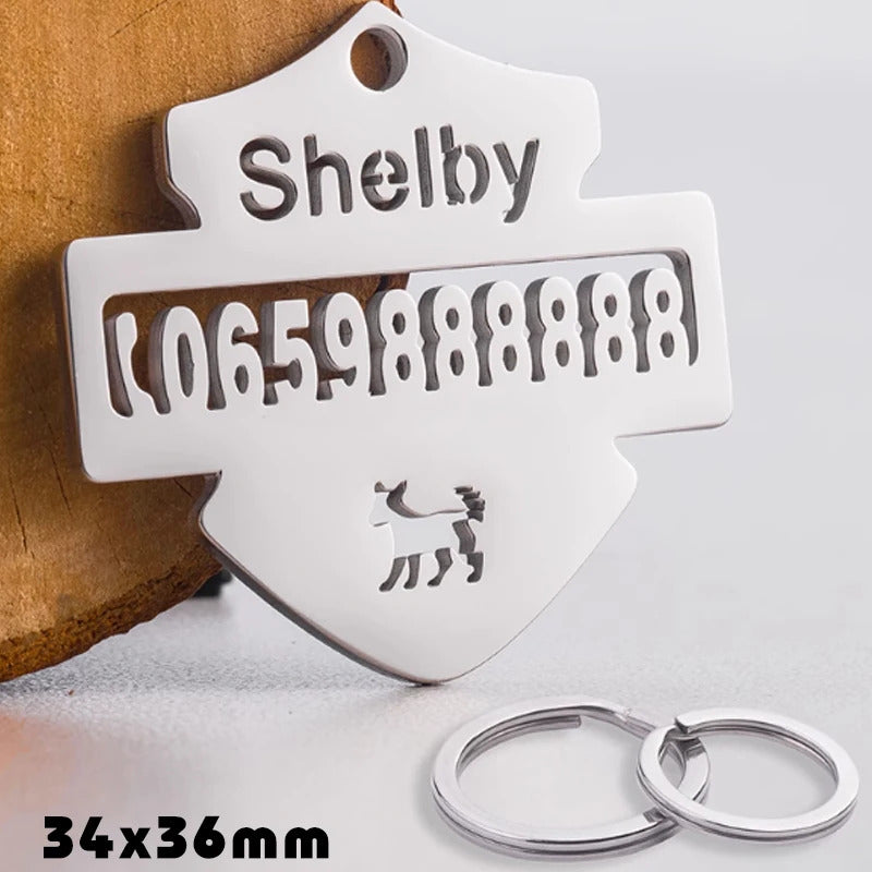Personalized Pet ID Tag, Stainless Steel Cat Dog Collar Pendant Engraved Name and Phone Number Anti-lost Products Custom