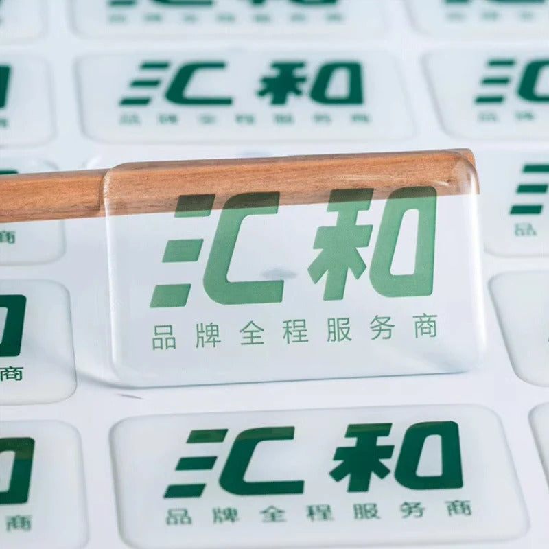 50pcs Customized 3D Transparent Crystal Stickers, Gloss Waterproof Adhesive Stickers, Personal Logo Labels
