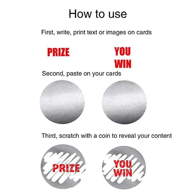 Round Silver Scratch Off Stickers, Self Adhesive Labels for Lottery Tickets DIY, Raffle Ticket Games Creating (Gold)