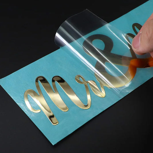 50pcs Metal 3D Gold Transfer Stickers with Logo Embosssed on Packing Bag Box Wood Glass Face