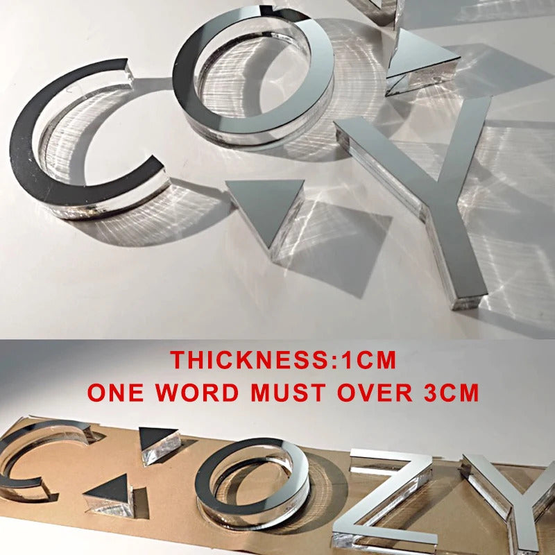 Custom Golden Acrylic Signage for Wall Outside, Store Advertising Letter Signs for New Shop Outside