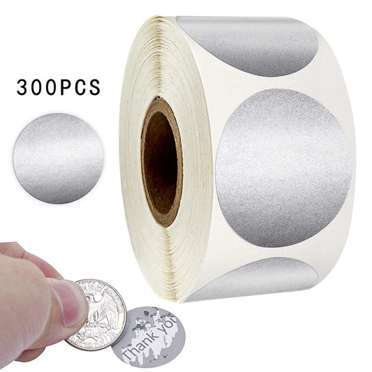 Round Silver Scratch Off Stickers, Self Adhesive Labels for Lottery Tickets DIY, Raffle Ticket Games Creating (Gold)