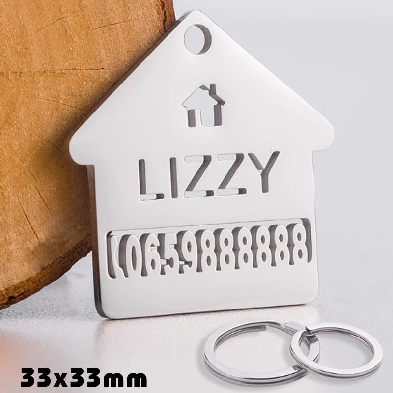 Personalized Pet ID Tag, Stainless Steel Cat Dog Collar Pendant Engraved Name and Phone Number Anti-lost Products Custom