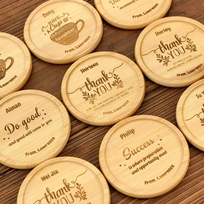 10 posavasos personalizados con nombre grabado, posavasos para regalos navideños y recuerdos de boda. 