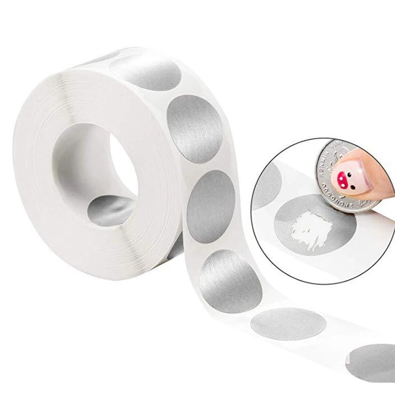 Round Silver Scratch Off Stickers, Self Adhesive Labels for Lottery Tickets DIY, Raffle Ticket Games Creating (Gold)