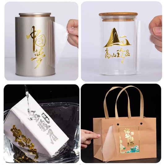 50pcs Custom 3D Gold UV Transfer Sticker, Personal Logo on Cup, Self-adhesive Label on Tubes, for Packing bag Carboard Box