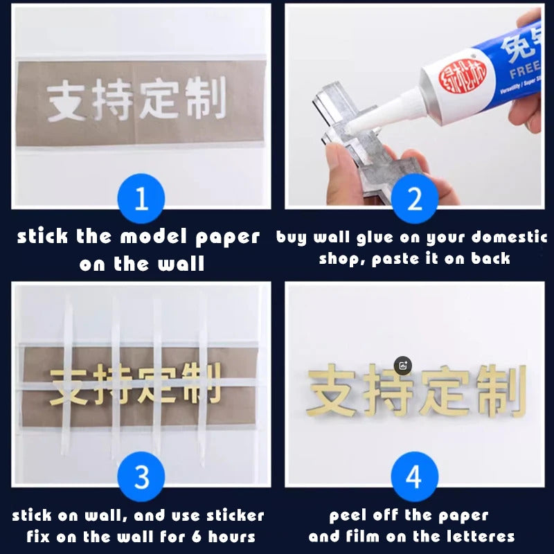 way to stick the wall sign letters